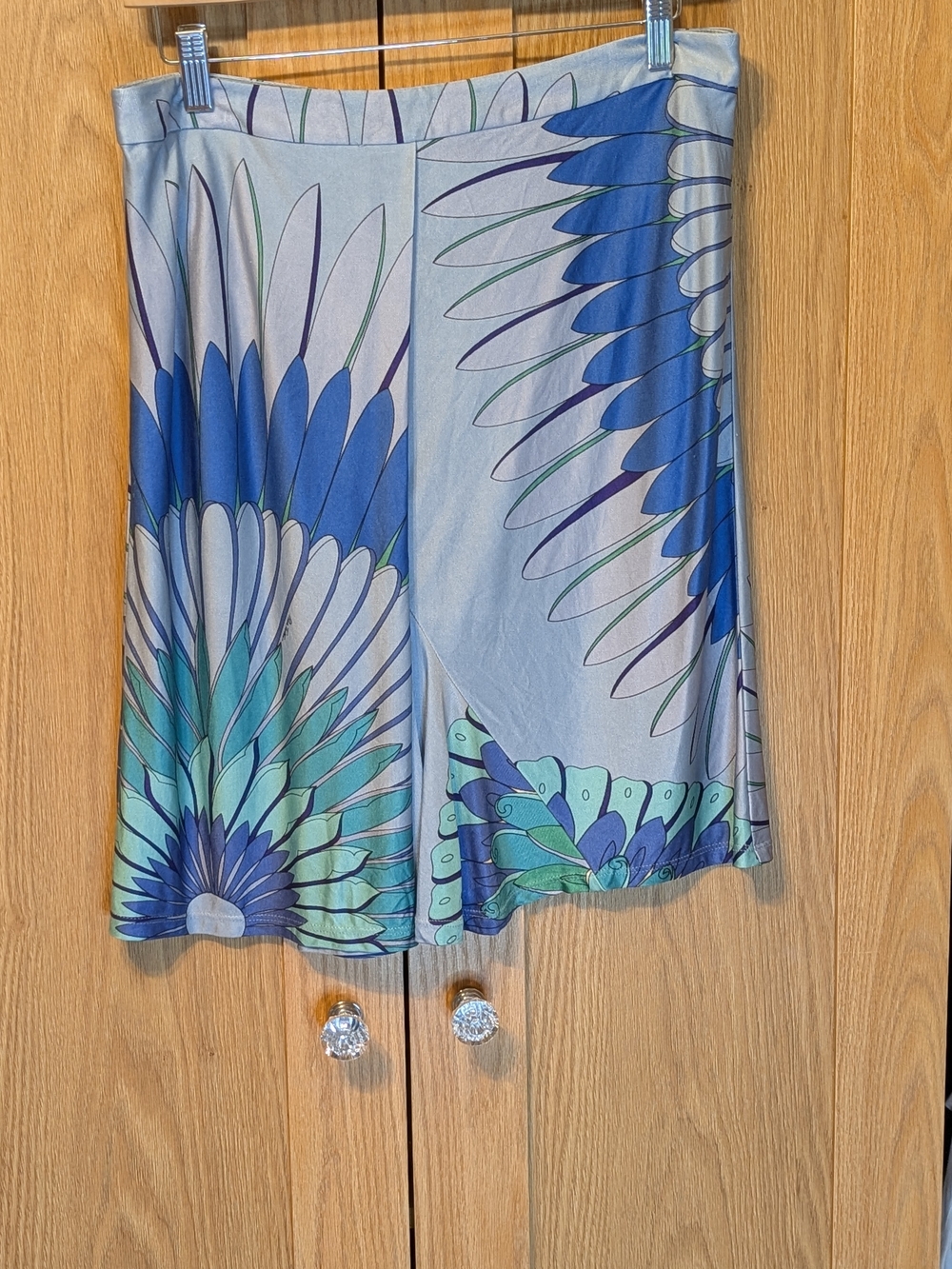 Pink Tartan Blue & Green Printed Midi Skirt 100% Silk